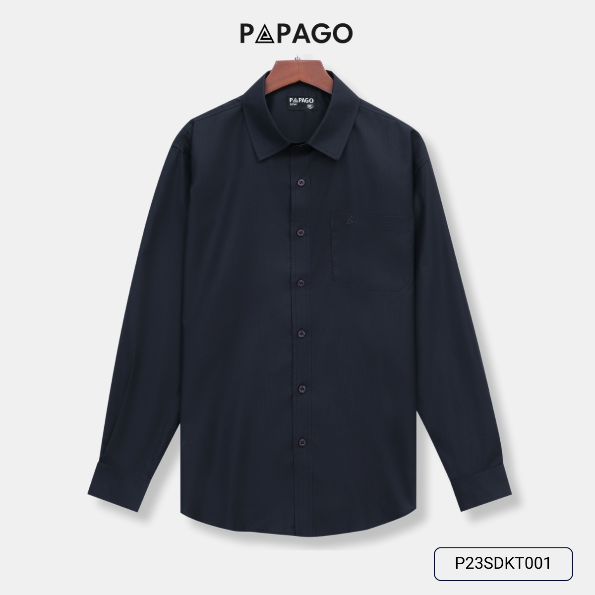 Áo sơ mi nam trung niên PAPAGO tay dài vải kate màu trơn - P23SDKT001