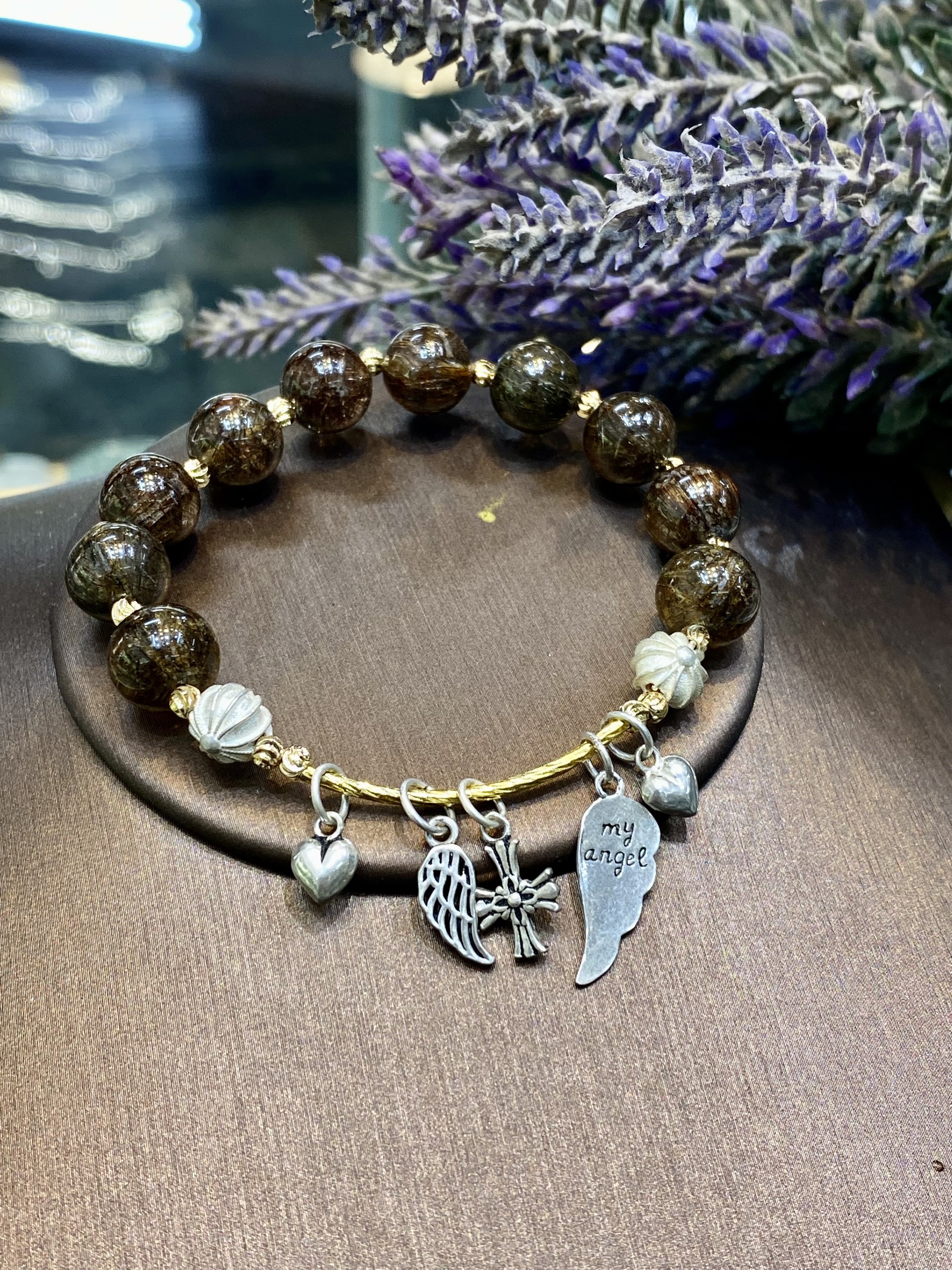 Vòng Mân Côi đá tóc nâu đậm