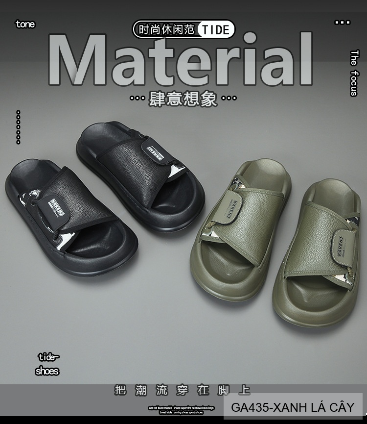 GA435 - Dép nam đế dày thời trang, chất liệu da bò mềm, màu xanh lá và đen_thumbnail_10
