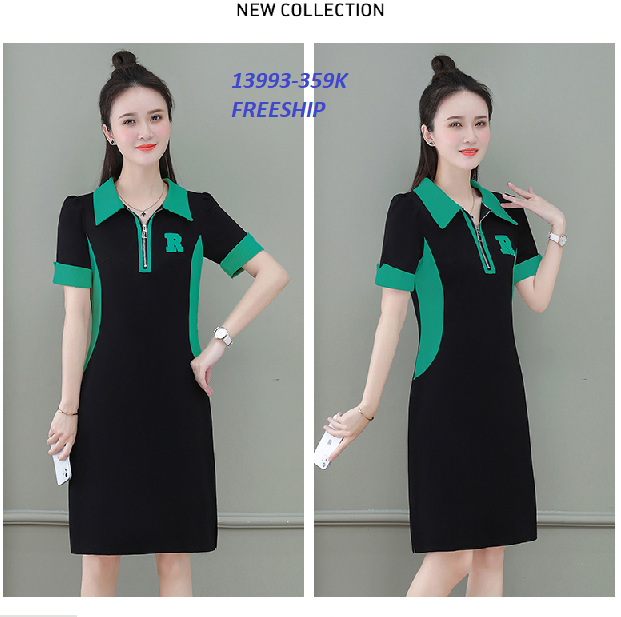 13993-Đầm suông cổ bẻ phối viền màu ( thun cát)FREESHIP_thumbnail_2