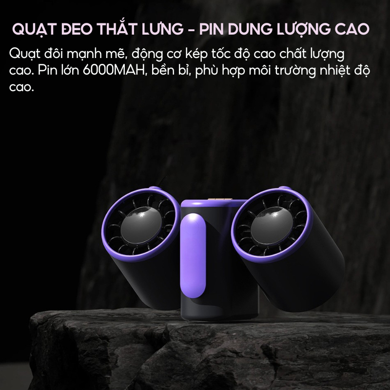 Quạt Đôi Đeo Thắt Lưng NMIMART: Nhỏ Gọn, Tích Hợp Sạc Dự Phòng, Làm Mát Nhanh Cho Hoạt Động Ngoài Trời_thumbnail_4