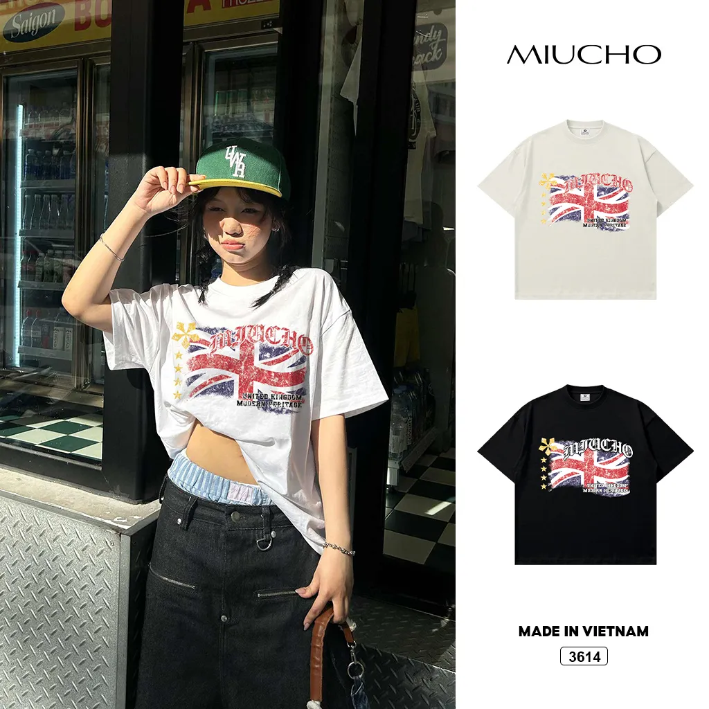 Áo thun unisex form boxy phong cách retro Miucho 3614