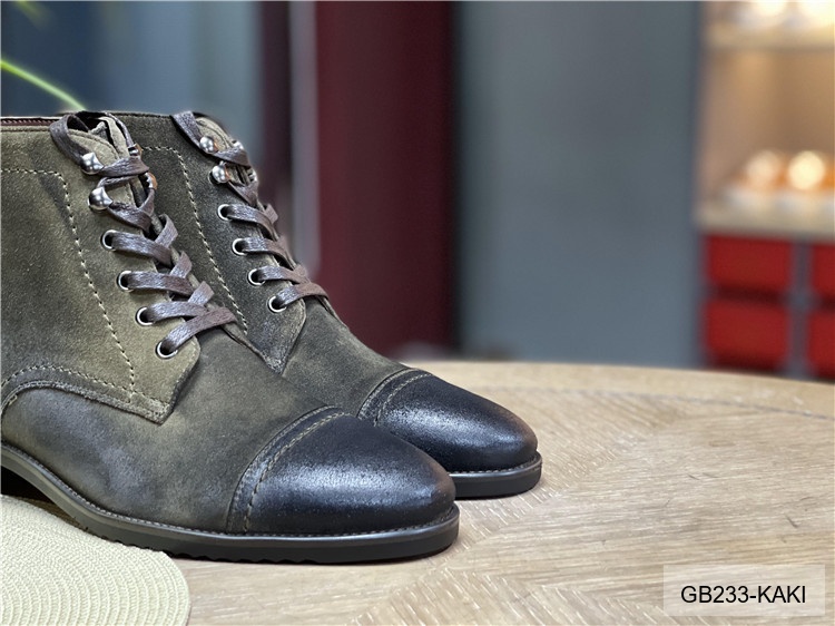 GB233 - Giày Boots Martin Nam Da Bò Phong Cách Anh, Đế Cao Su Chống Trượt, Màu Đen Kaki_thumbnail_22