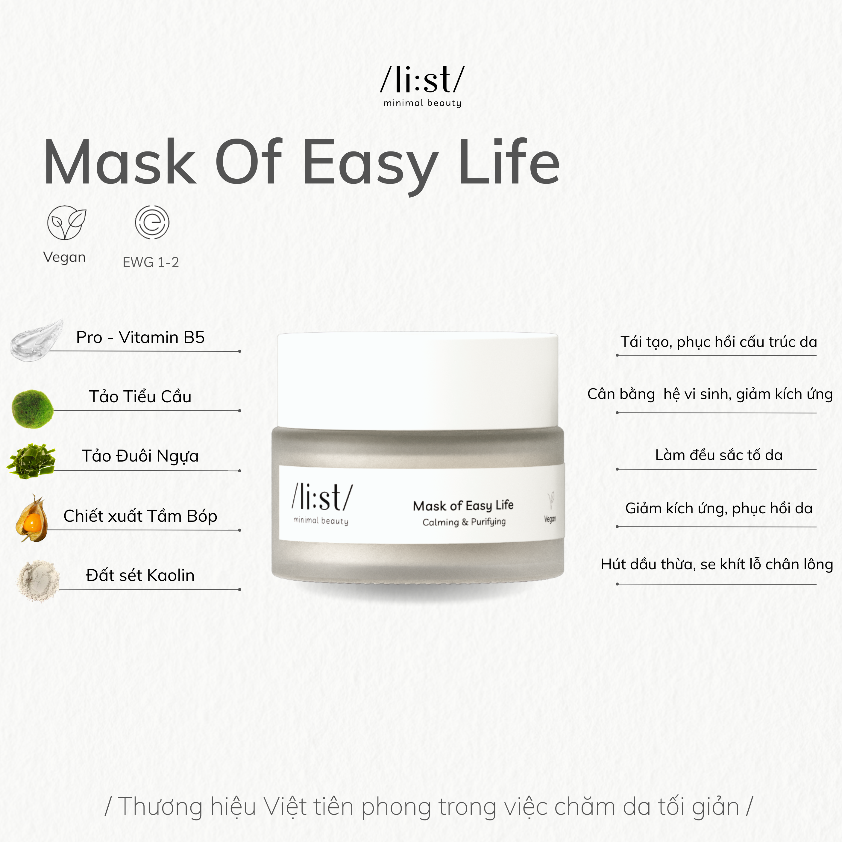 Mặt Nạ Đất Sét Tảo Biển Li:st Hút Dầu Thừa, Phục Hồi, Cân Bằng Vi Sinh Và Không Gây Khô Căng Mask of Easy Life 30g_thumbnail_3