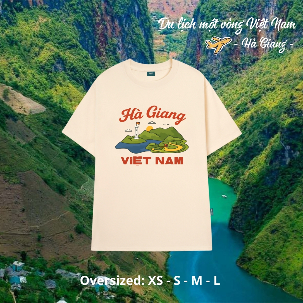 Áo thun du lịch Việt Nam, Huế, Hạ Long... dáng oversize rộng màu be local brand We Tee - T039_thumbnail_17