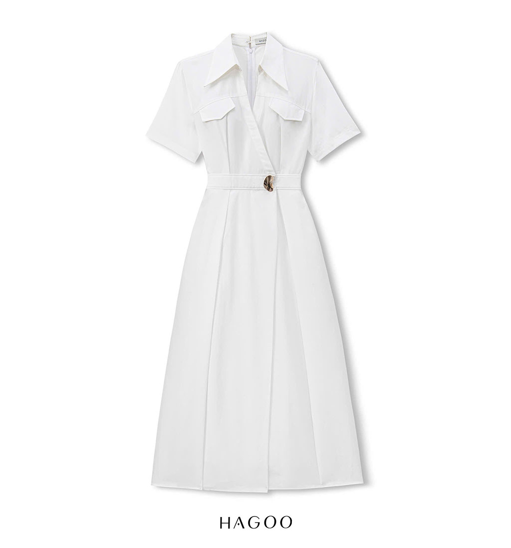 Váy sơ mi vạt chéo khuy trang trí HAGOO_thumbnail_4