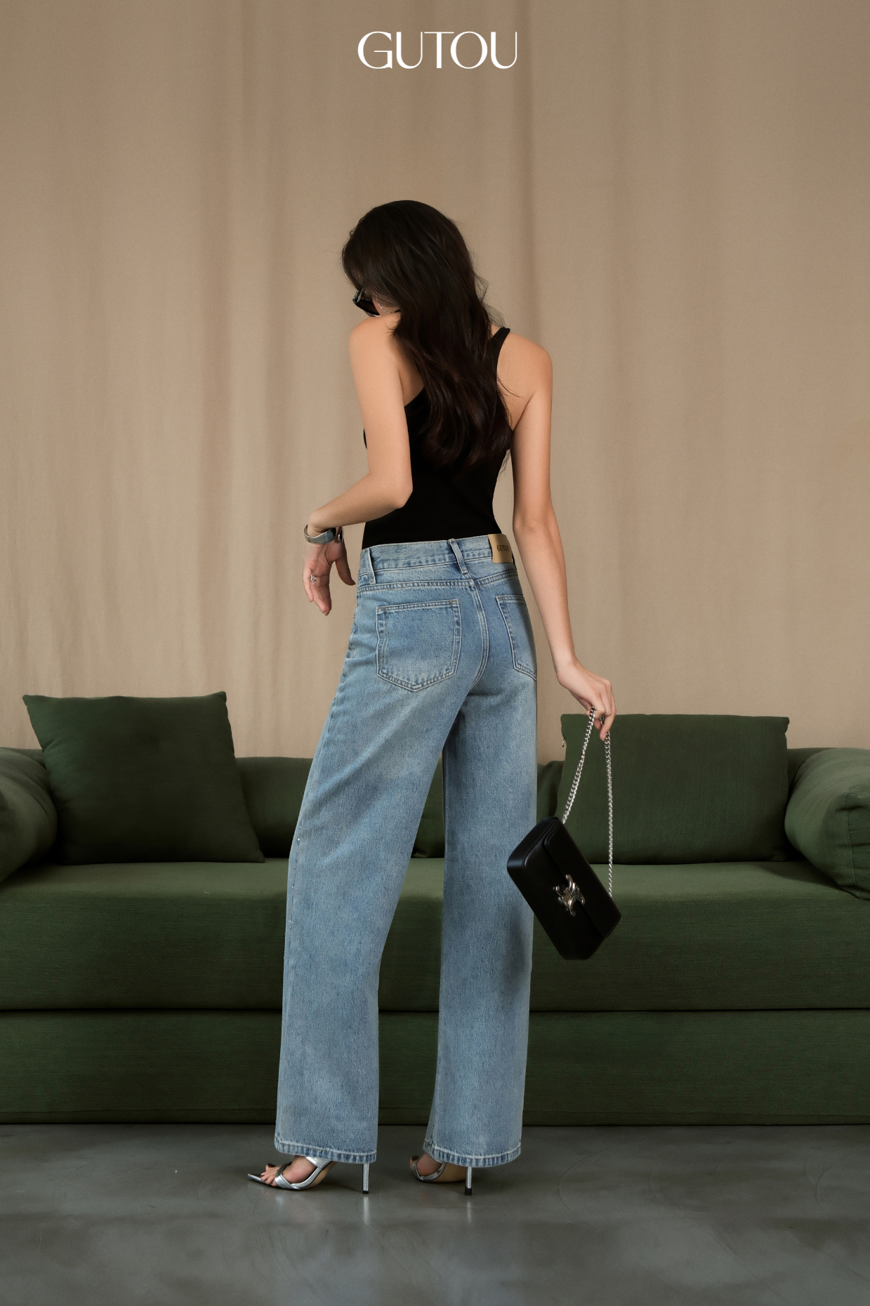 [ GUTOU ] Quần Suông Đính Đá Crystal Jeans_thumbnail_6