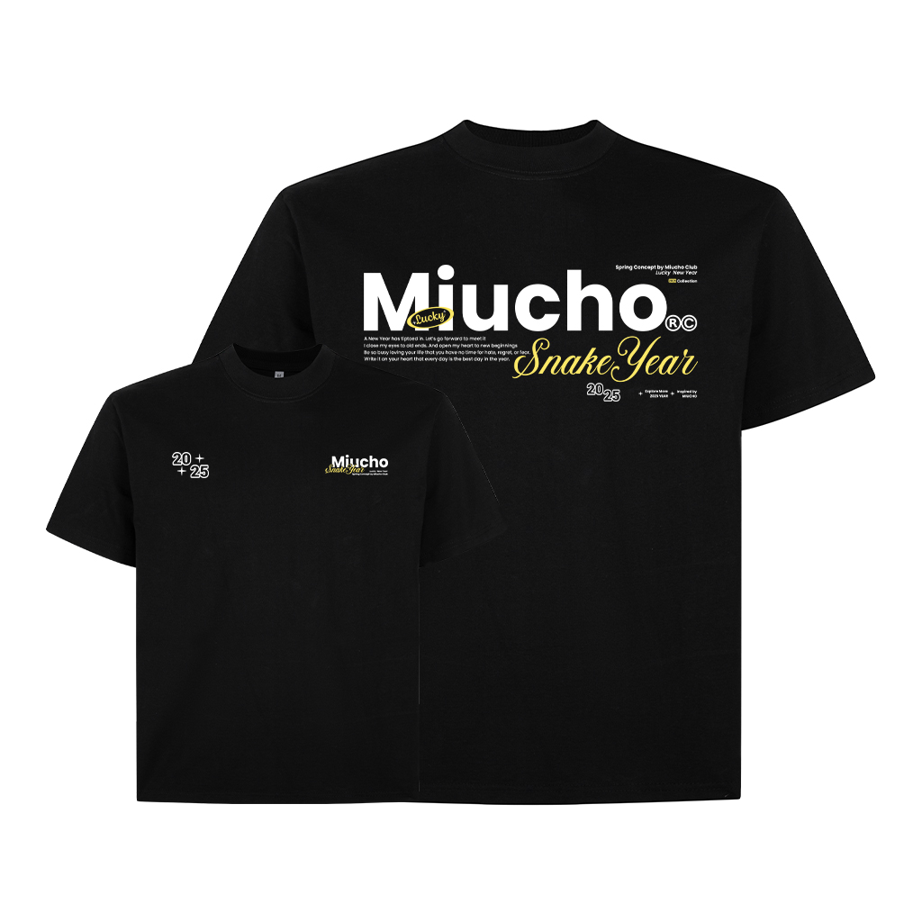 Áo phông tết form boxy local brand cổ tròn chất vải cotton 2c 250gsm 1821 Miucho Club in typography