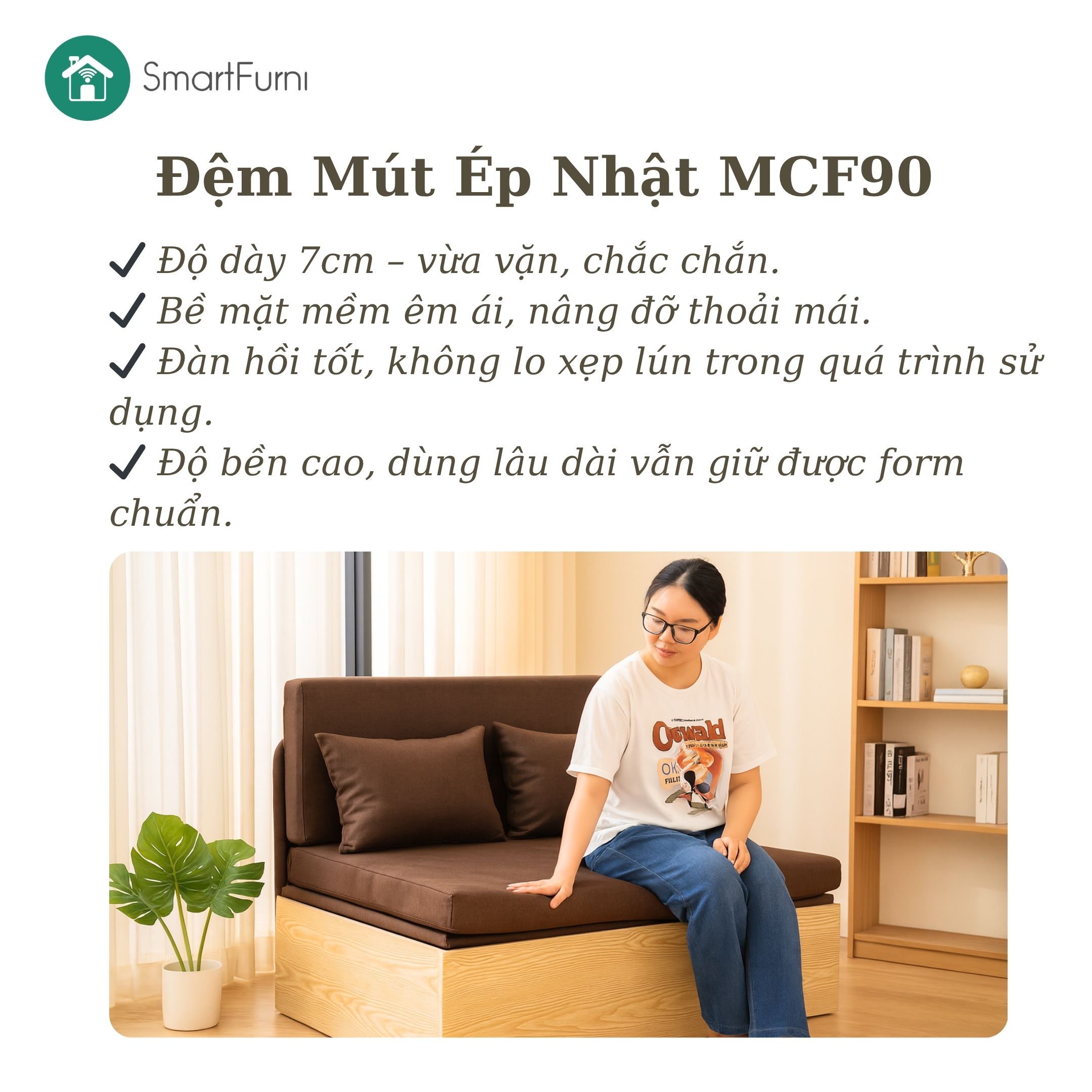 Sofa giường thông minh SmartFurni SMF17A - Bọc vải Lanh Canvas, gối kép _thumbnail_8