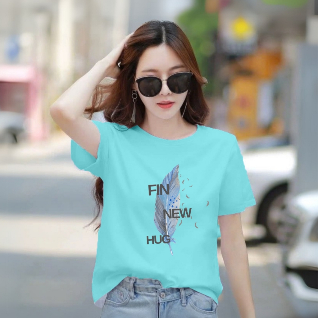 [Form Rộng] Áo thun nữ in hình 'Lông vũ Fin New Hug' - Loza RT8342_thumbnail_1