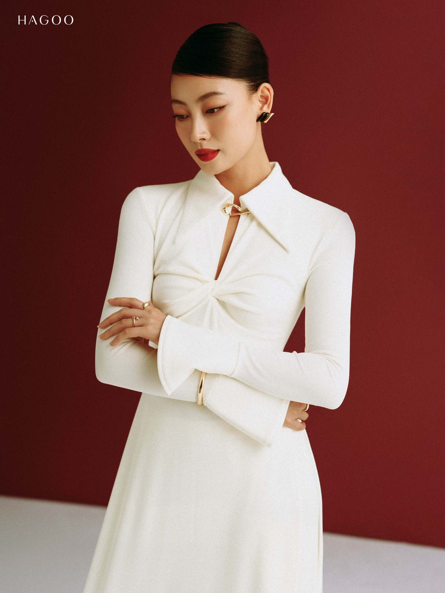 Set áo dài xoắn ngực cổ đức HAGOO_thumbnail_5