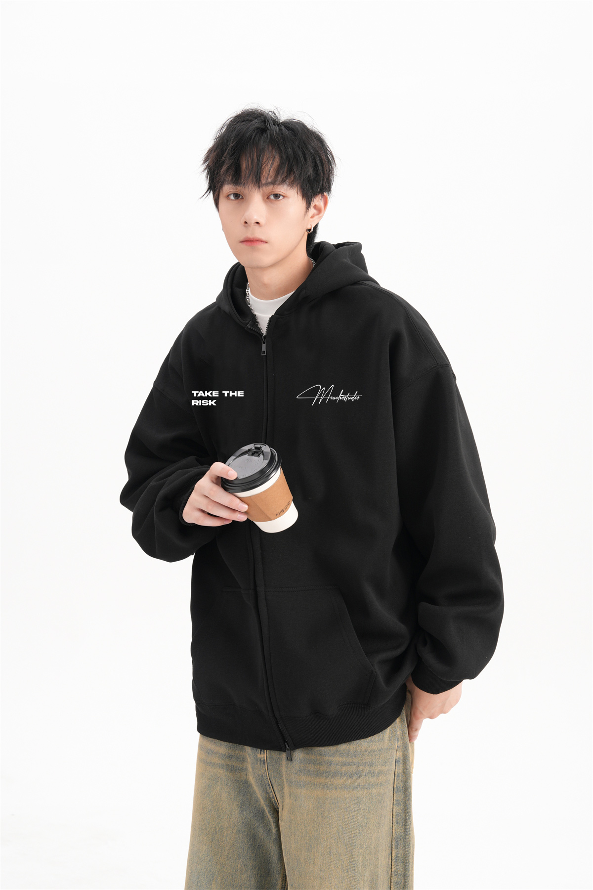 Áo hoodie zip nam local brand form rộng HZD1578 Miucho Club vải nỉ chân cua dày dặn mũ rộng in basic_thumbnail_5