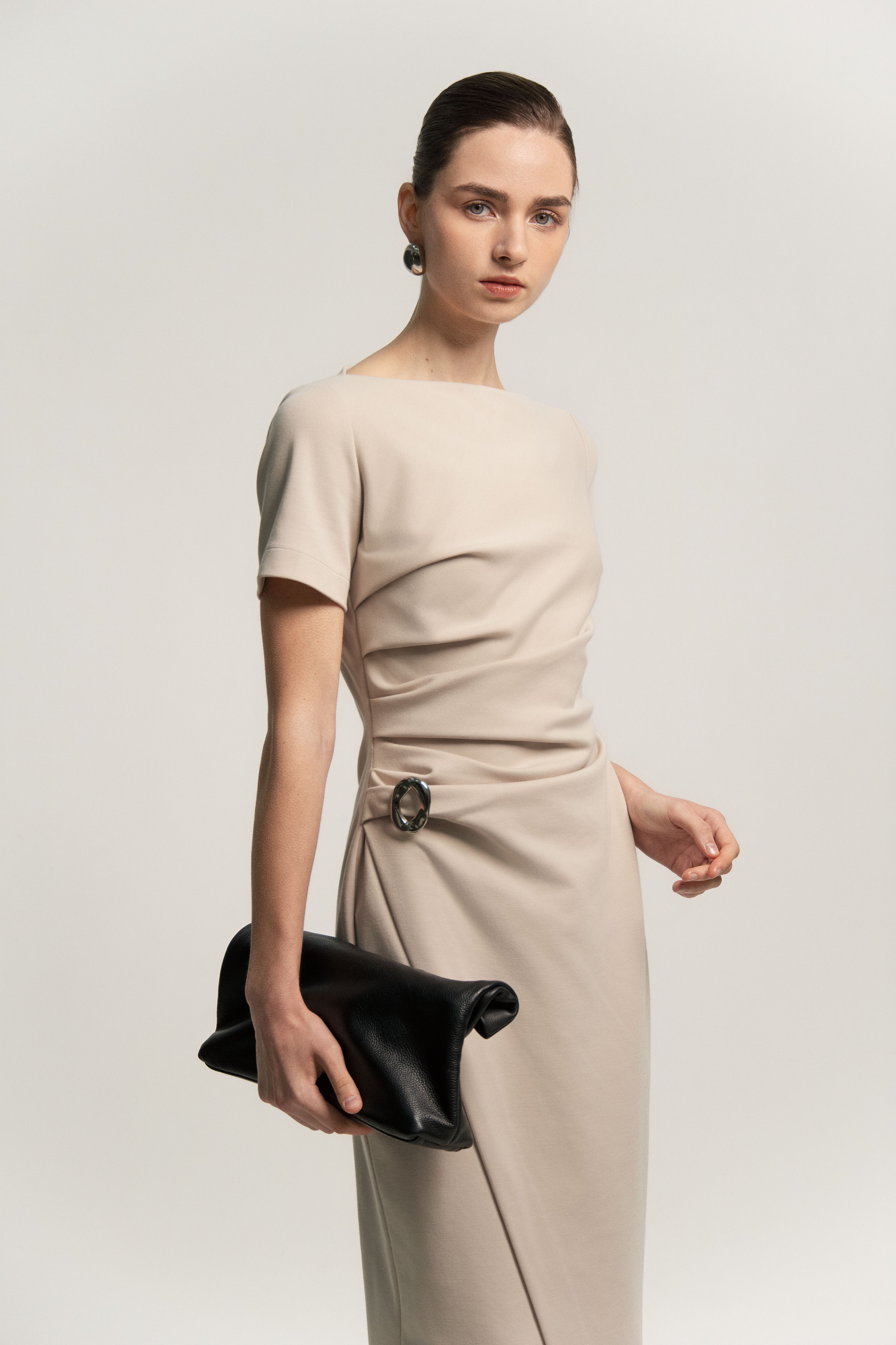 Đầm thun cộc tay nhún thắt eo vạt chồng (Secret dress)_thumbnail_0