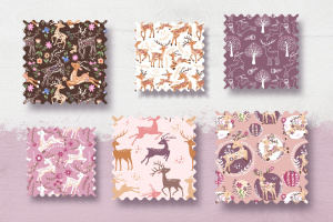 cute folk reindeer seamless patterns graphics 70094923 2