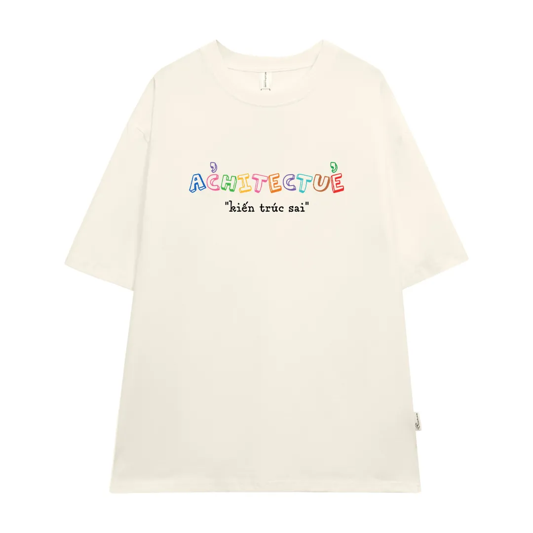 Áo thun nữ form rộng Miucho Club vải co giãn thoáng mát chữ kiểu Kiến trúc sai in typography 2863_thumbnail_11