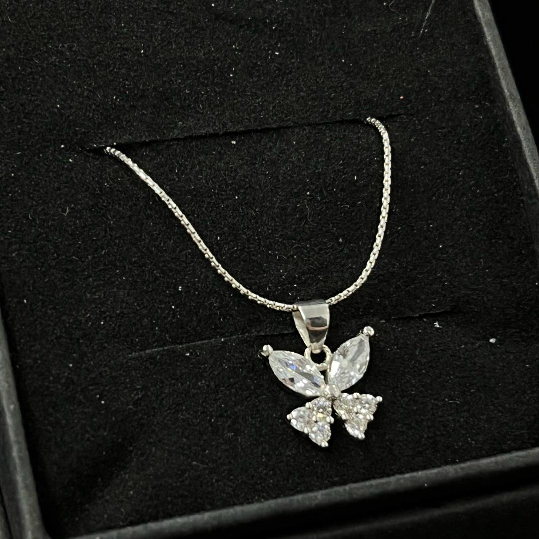 vòng cổ bạc 925 con bướm kim cương bốn cánh bay bay dây mì_thumbnail_1