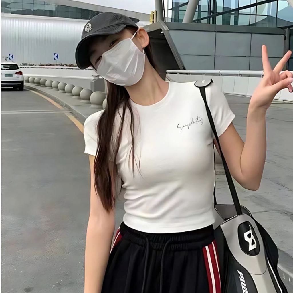 [Form Ôm] Áo croptop nữ 2 màu trắng/đen Simplicity - Áo thun LOZA dáng croptop ôm - CR7892_thumbnail_1