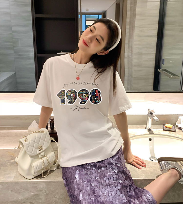 Áo thun nữ in năm sinh 1998 form vừa regular vải cotton 4c thoáng mát ARD1785 Miucho Chic in mix_thumbnail_2