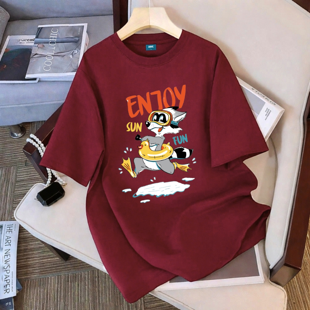 Áo thun unisex UX30-1184 ENJOY cáo đeo phao vịt dáng oversized local brand WETEE