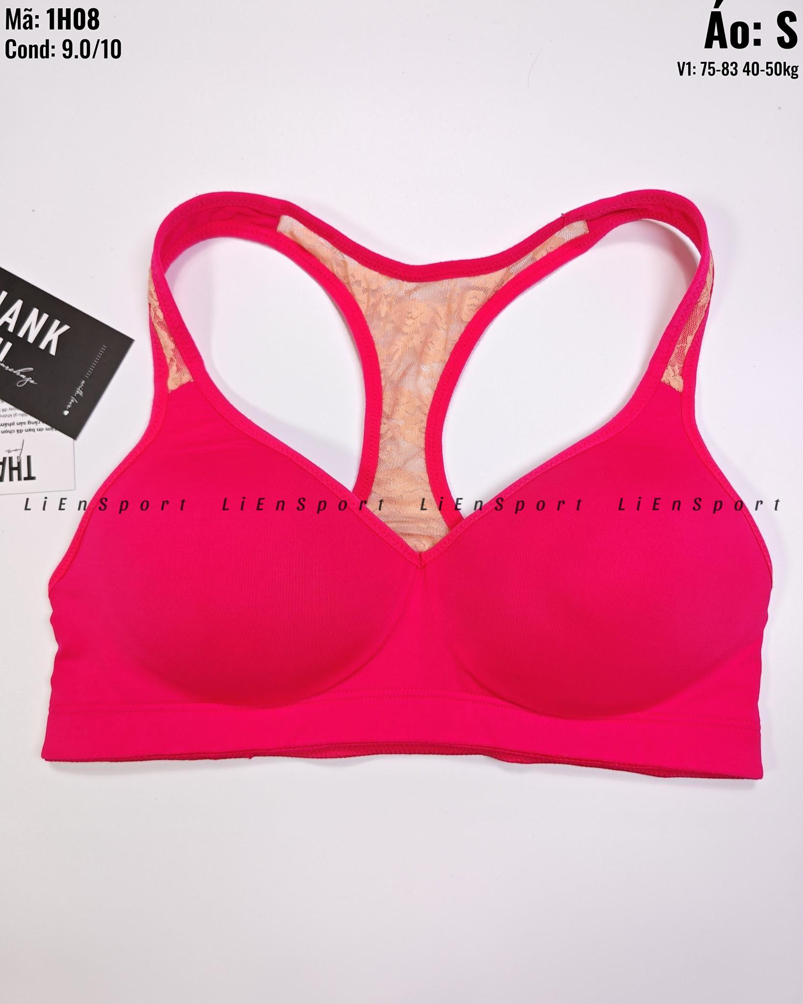 Victoria's Secret VSX Áo bra thể thao Nữ Size S Hồng đậm Auth 2nd Lưng chữ X ren lưới be Cup đúc mỏng không gọng Co giãn tốt Thấm hút mồ hôi Phù hợp yoga gym chạy bộ Mã:1H08