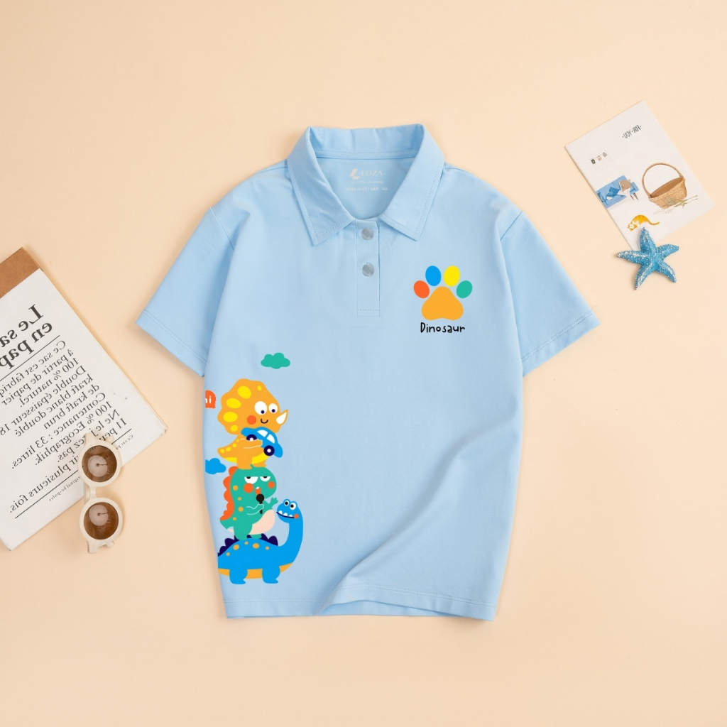 Áo polo bé trai in hình Khủng long - Loza Kids PL3050