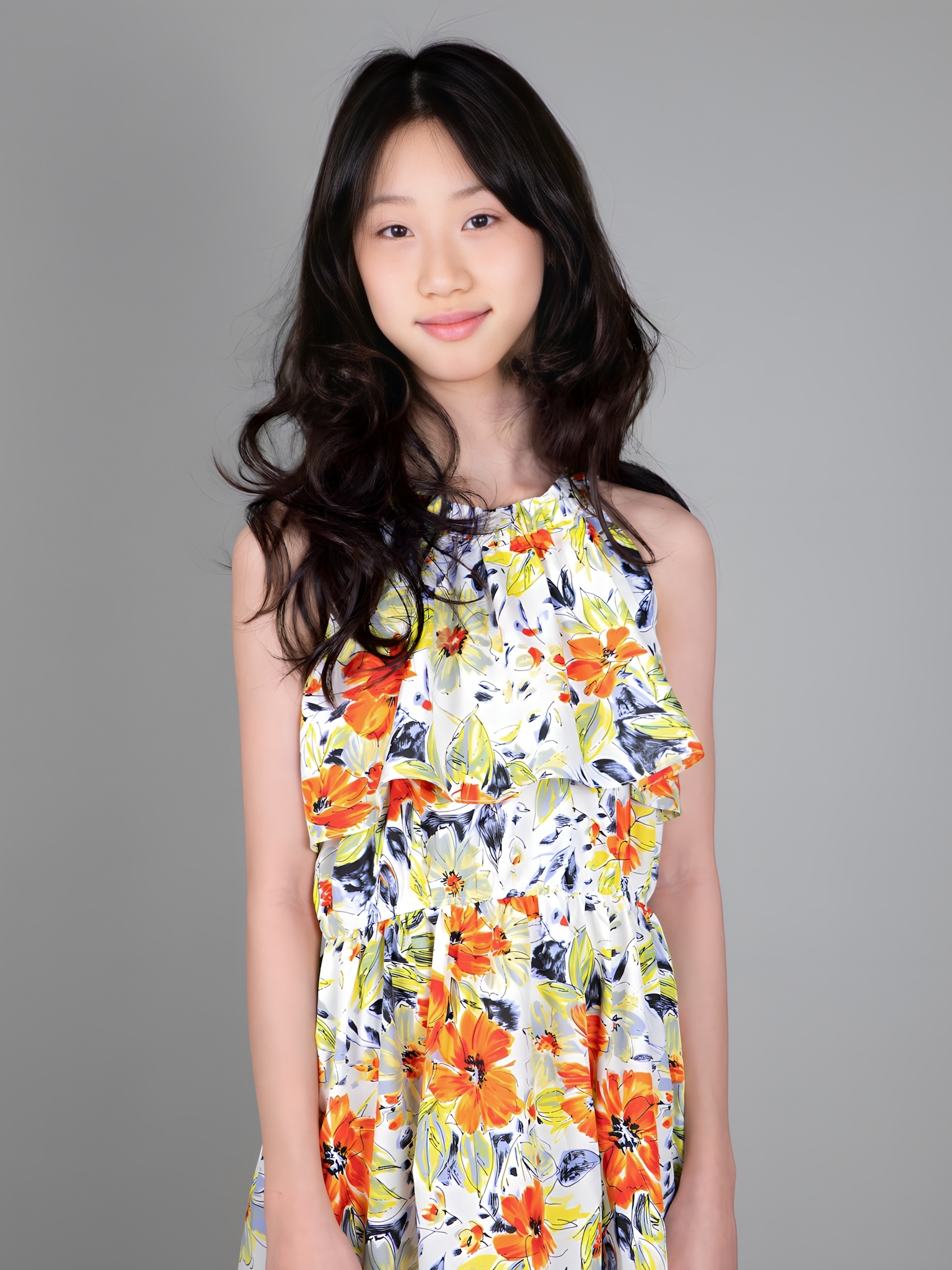 Váy maxi họa tiết hoa vàng cam