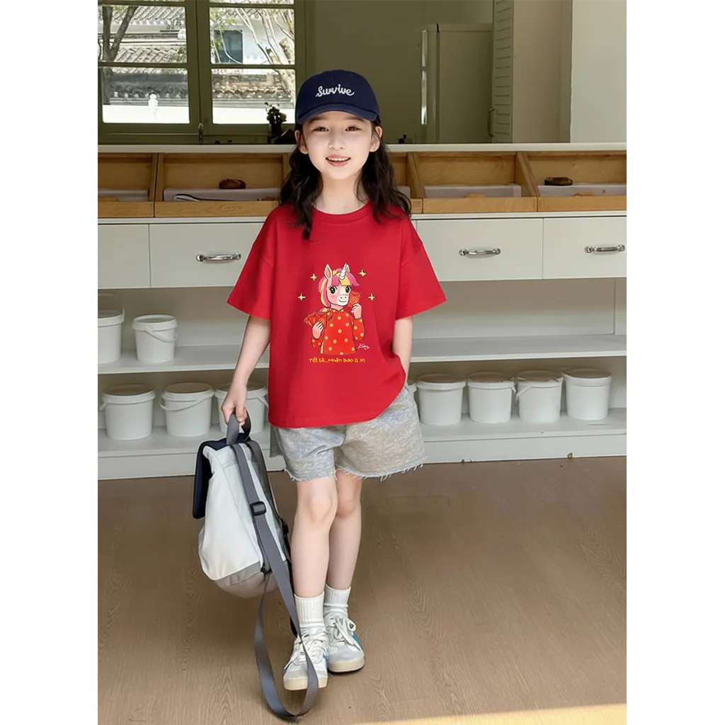 Áo thun bé trai bé gái Kado chất vải cotton cao cấp thoáng mát Tuổi Ngọ in artwork 2860_thumbnail_4