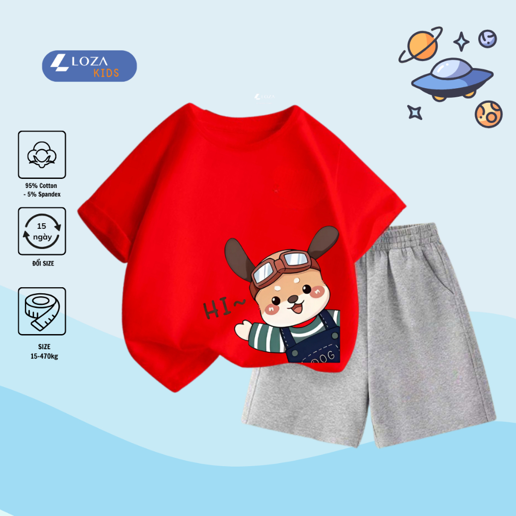 Bộ đồ  bé trai in hình gấu Hi -  Loza Kids SB235_thumbnail_10