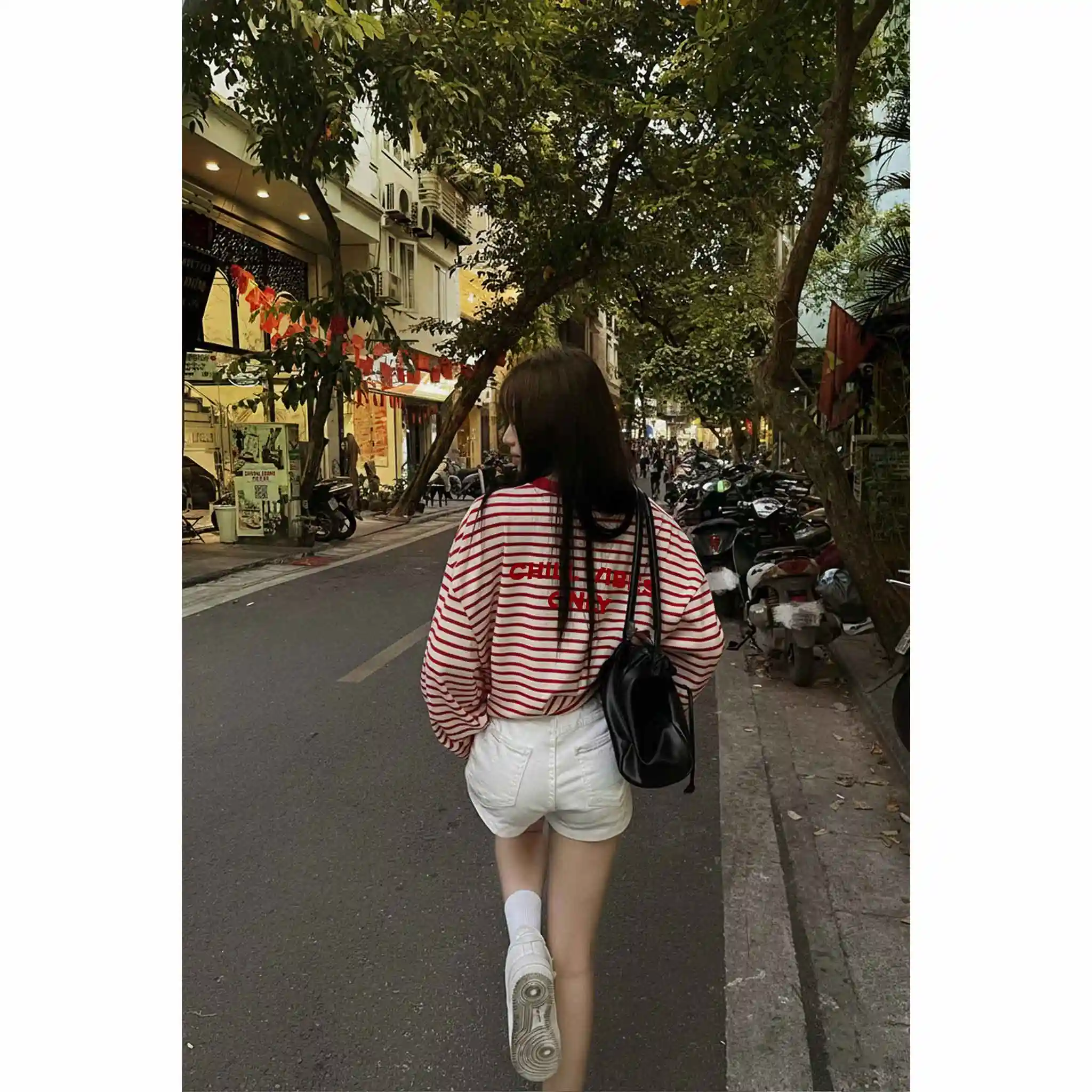 Áo thun boxy tay dài Miucho vải thun rib thoáng mát mềm mại cổ tròn Chill Vibes Only in mix 2695_thumbnail_7