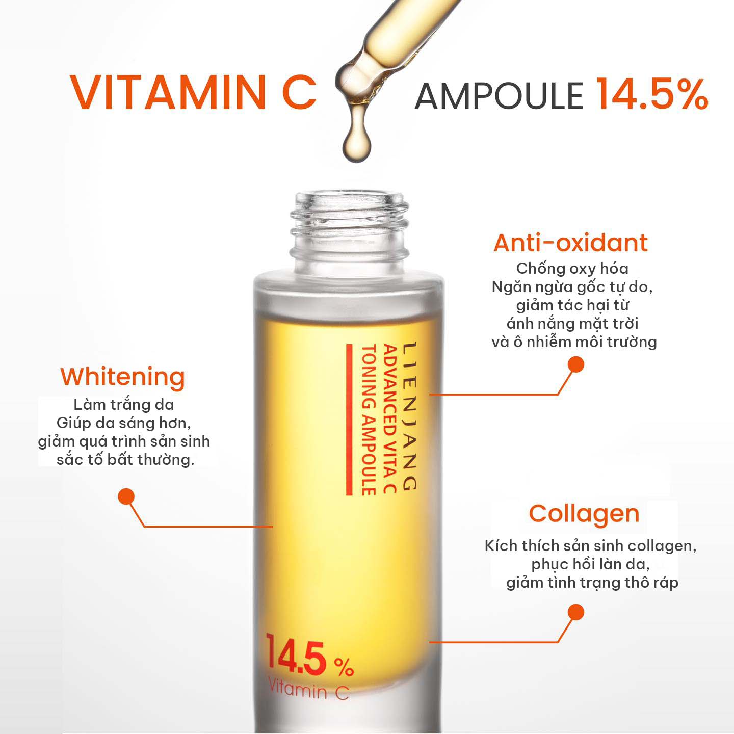 COMBO LIENJANG ADVANCED VITA C TONING AMPOULE 14.5% & HEARTLEAF REPAIR SPA MASK - Combo Serum Và Mặt Nạ Dưỡng Trắng Sáng Da Phục Hồi Giảm Kích Ứng - Vitamin C 14.5%, Rau Diếp Cá 85% - [LJ016]_thumbnail_3