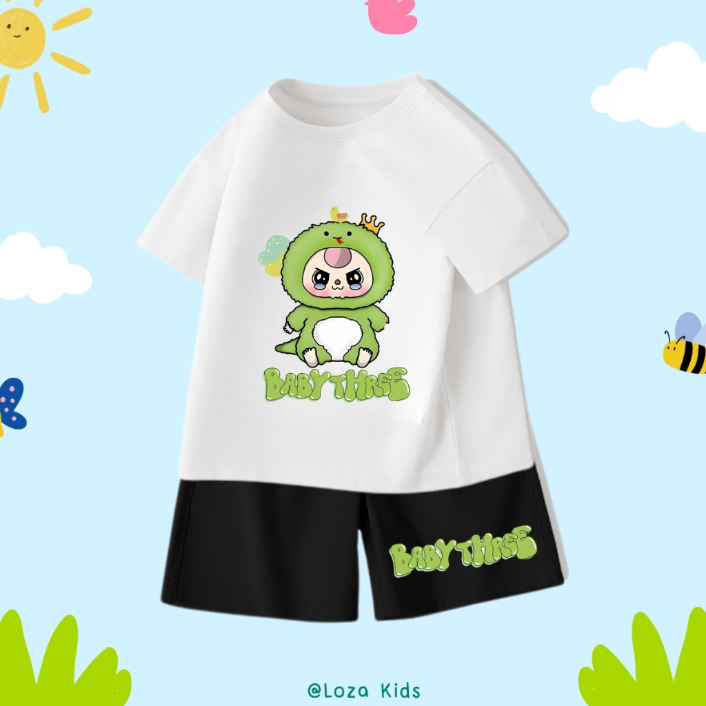 Bộ đồ bé trai in hình 'Baby Three'- Loza Kids SB214