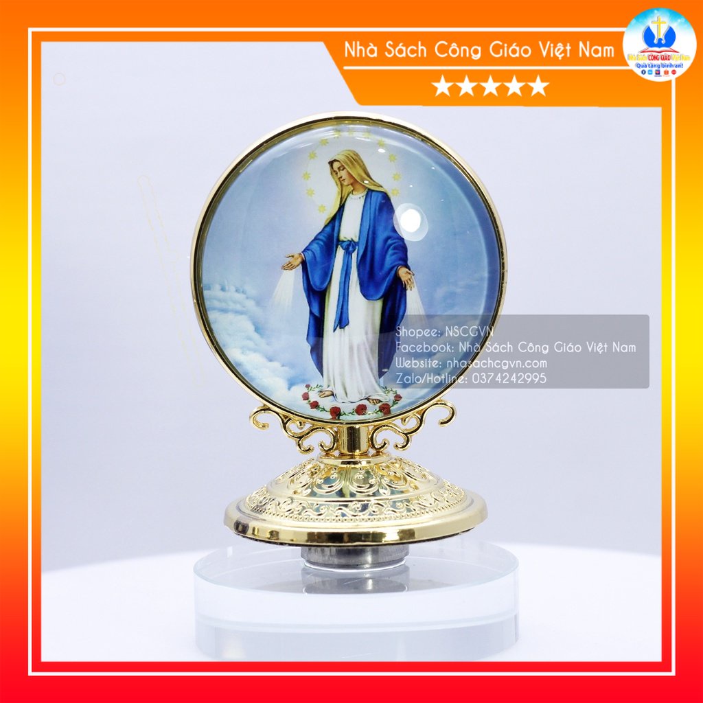Tượng xoay để xe ô tô, để bàn in hình Chúa Giê-su, Đức Mẹ Maria ban ơn N24-5 Quà tặng Công Giáo_thumbnail_3