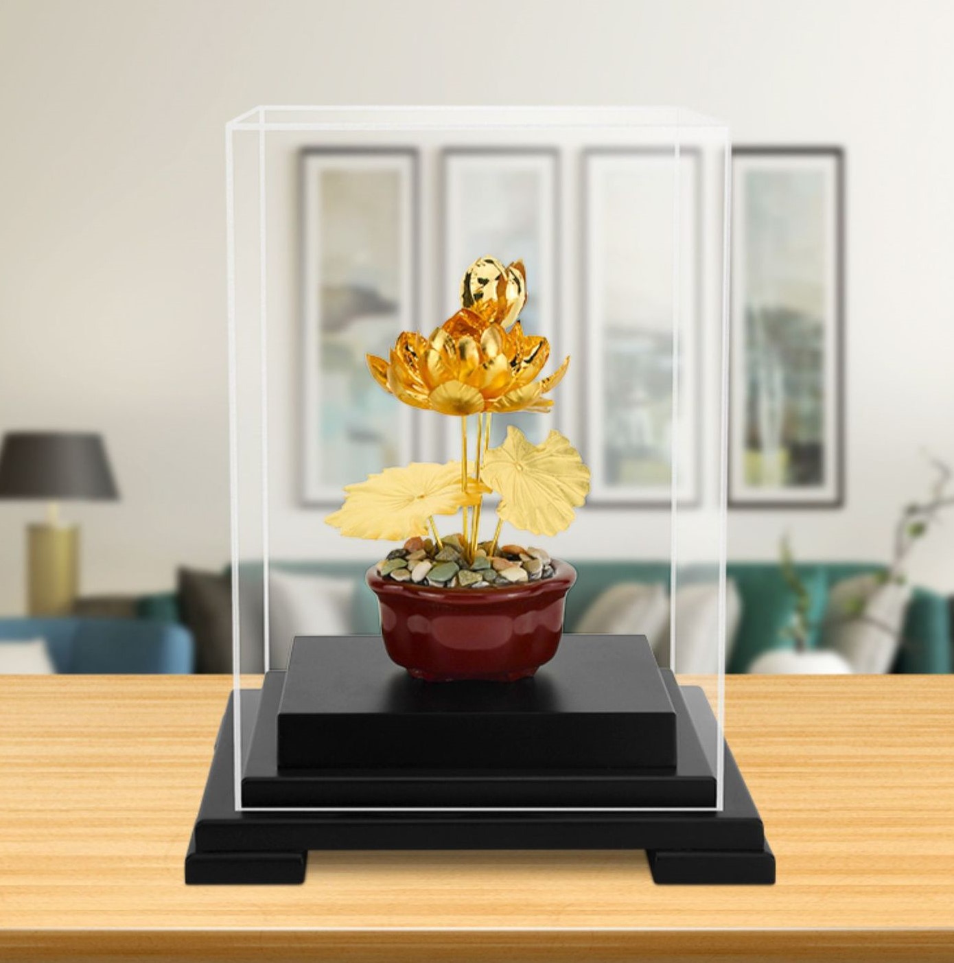 Hoa sen mạ vàng 24k 