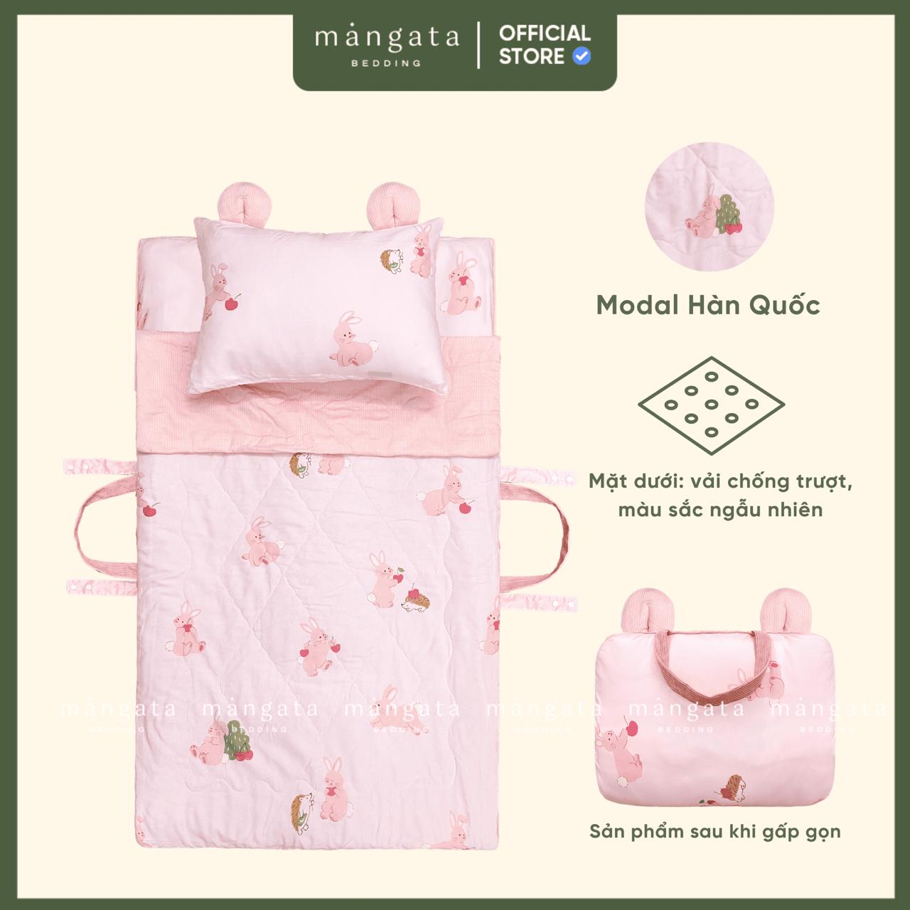 Mẫu Thỏ nhím - Bộ chăn gối gấp gọn đi học