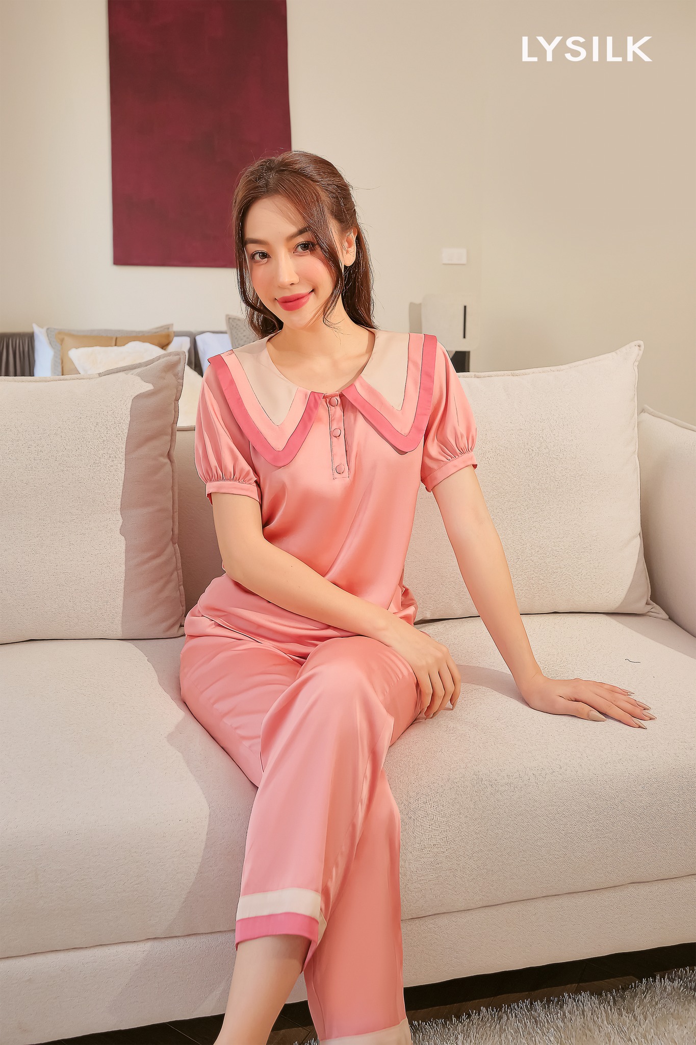 Bộ ngủ áo cộc tay, quần dài BN389