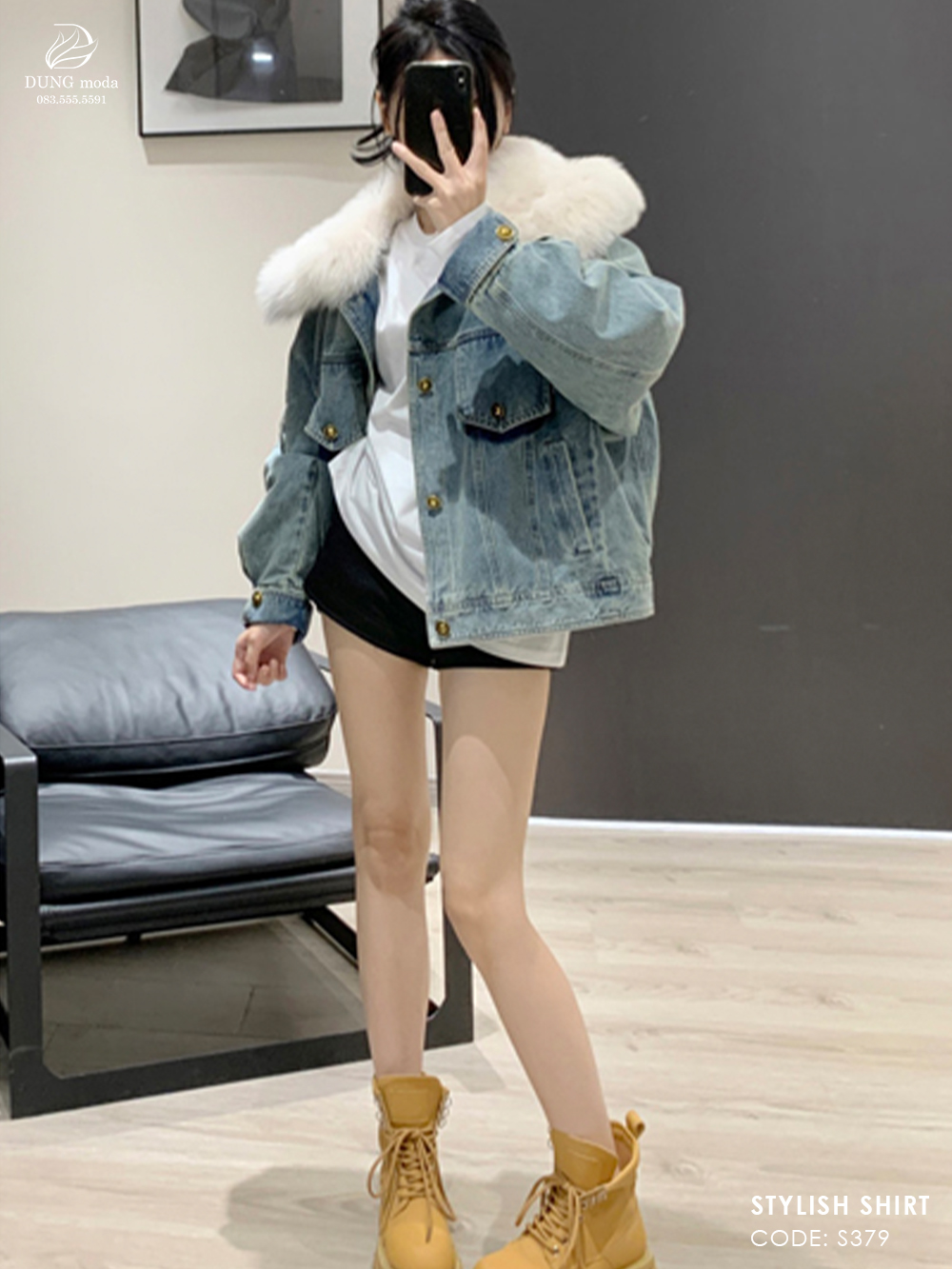 Áo Jean Nữ Cổ Lông S379_thumbnail_2