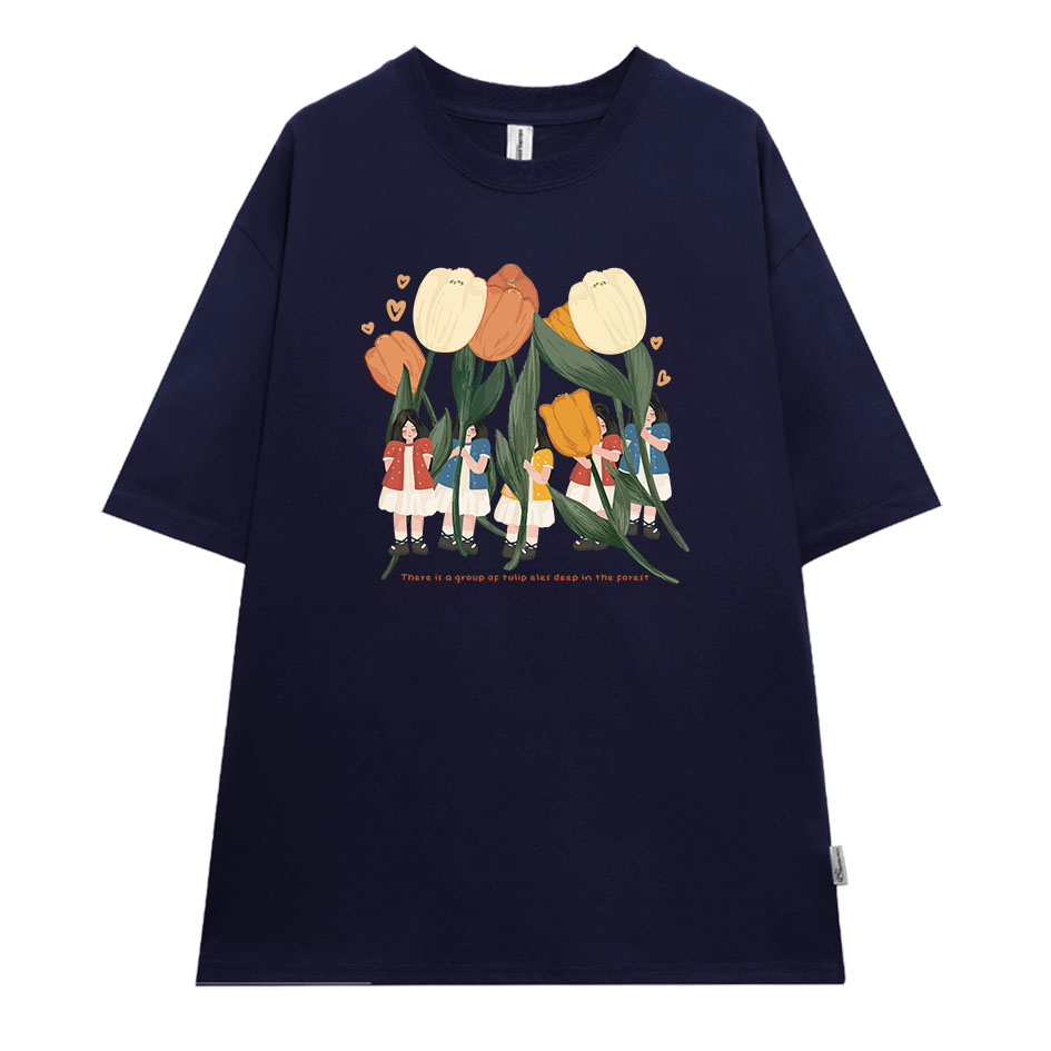 Áo thun nữ hoa tulip form rộng ATD201 Miucho chất vải cotton in Artwork_thumbnail_16