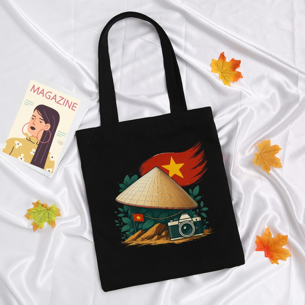 Túi Tote Tôi yêu Việt Nam   - Túi vải canvas có túi phụ và khoá kéo đựng vừa A4 và laptop (33x37cm) Loza  - TUI01_thumbnail_6