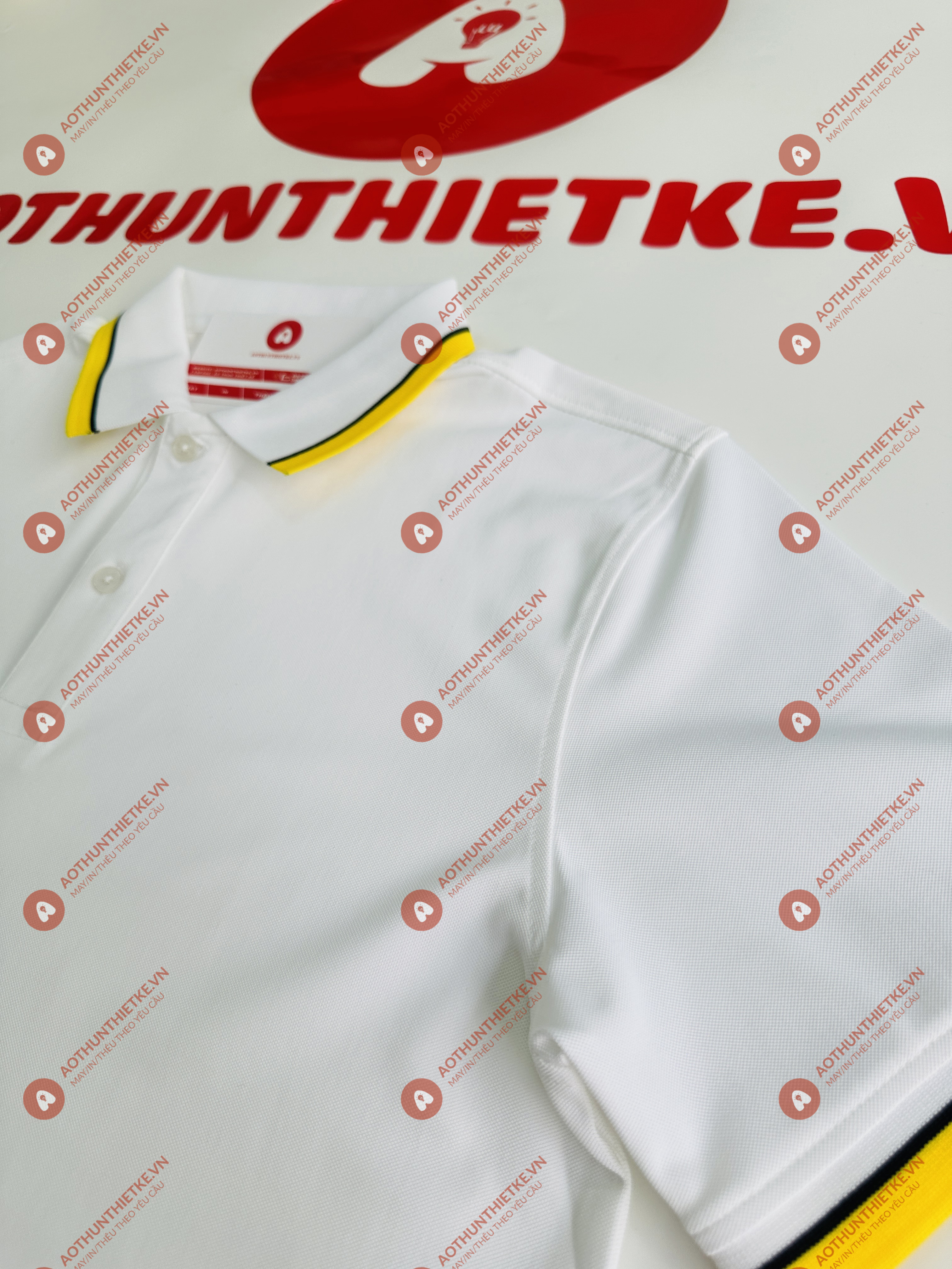 Áo Đồng Phục Polo 2 Sọc Trắng Vàng_thumbnail_1