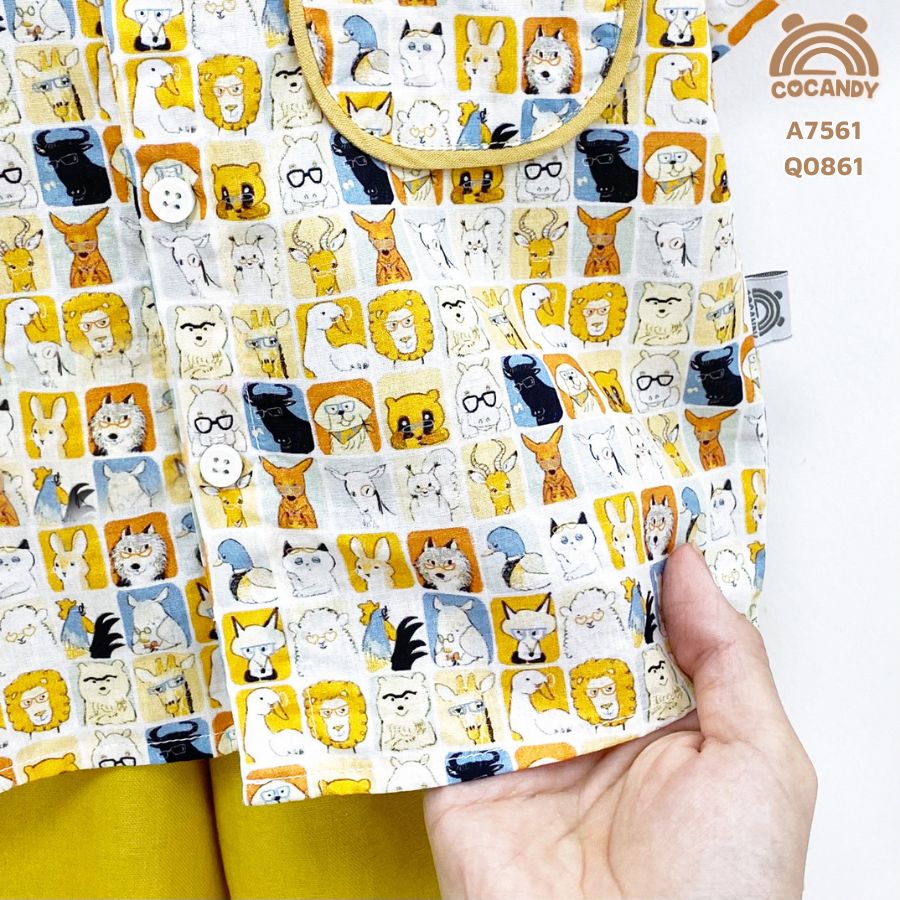 Áo cộc sơ mi hình thú túi ngực viền VÀNG_thumbnail_2