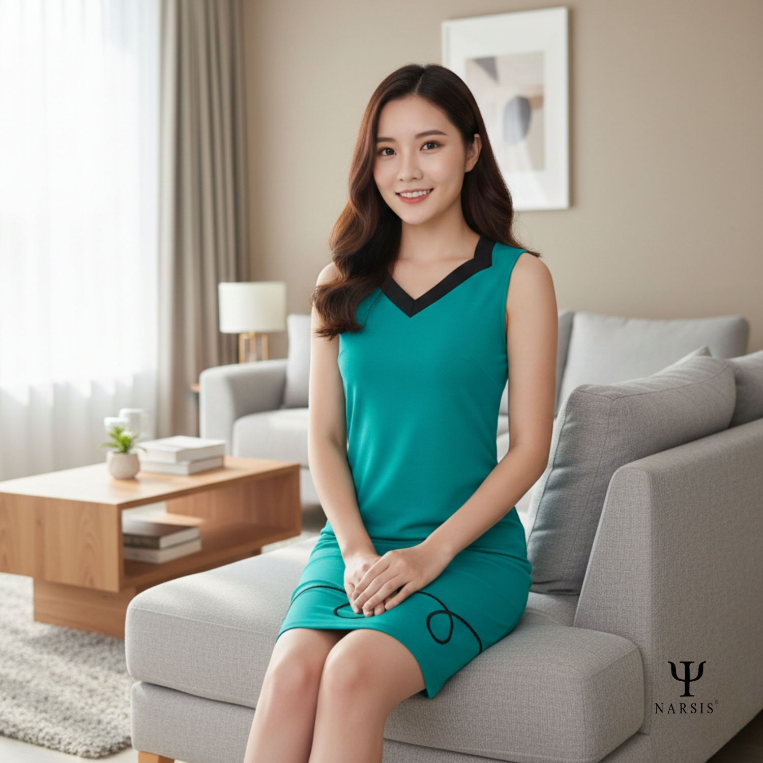 VÁY NỮ KIỂU B3006 NARSIS CHẤT LIỆU THOÁNG MÁT, DỄ CHỊU, THOẢI MÁI CẢ NGÀY, DỄ VẬN ĐỘNG_thumbnail_2