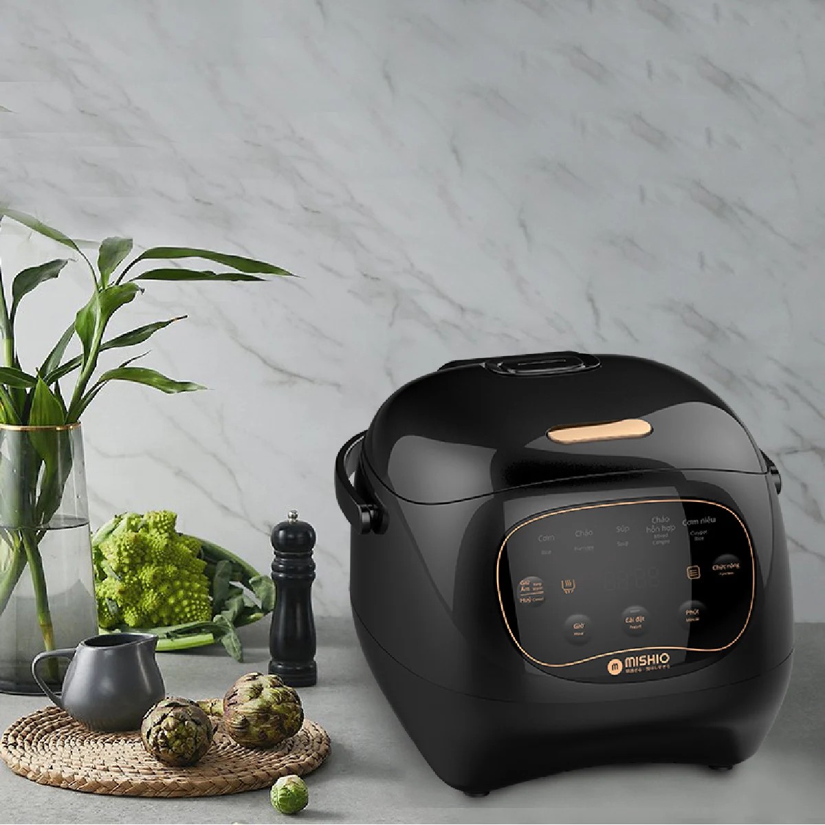 Nồi cơm điện lòng sứ 0.8Lít Mishio MK365 tặng kèm nồi hầm chậm 1Lít_thumbnail_10