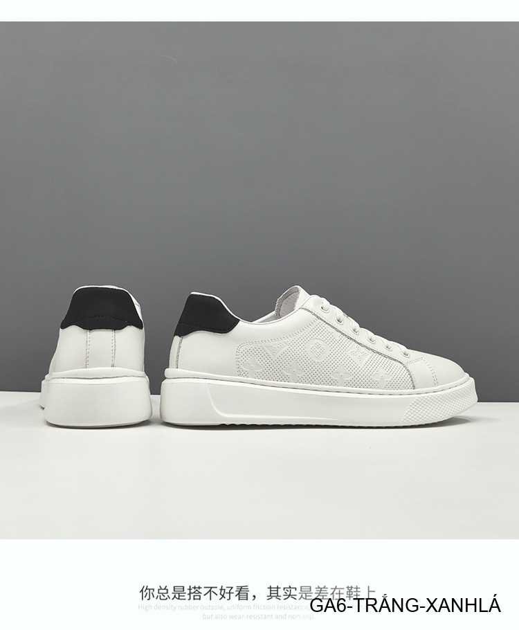 GA6 - Giày Sneaker Nam Da Bò Phong Cách Hàn, Đế Bằng Thoáng Khí, Màu Trắng Xanh Lá Đen_thumbnail_12