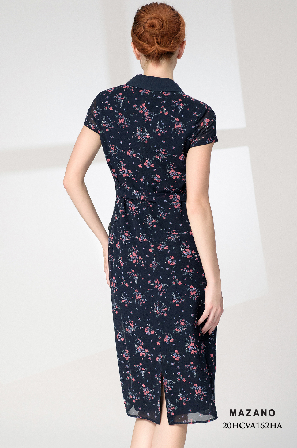 Đầm sơ mi xanh than cổ Y phối nẹp_thumbnail_3