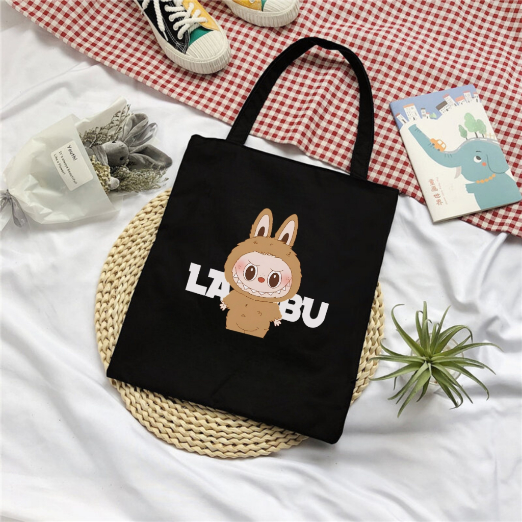 Túi tote in hình LABUBU - Túi vải canvas kích thước 33x37cm đựng vừa A4 và laptop - TOTE06_thumbnail_2