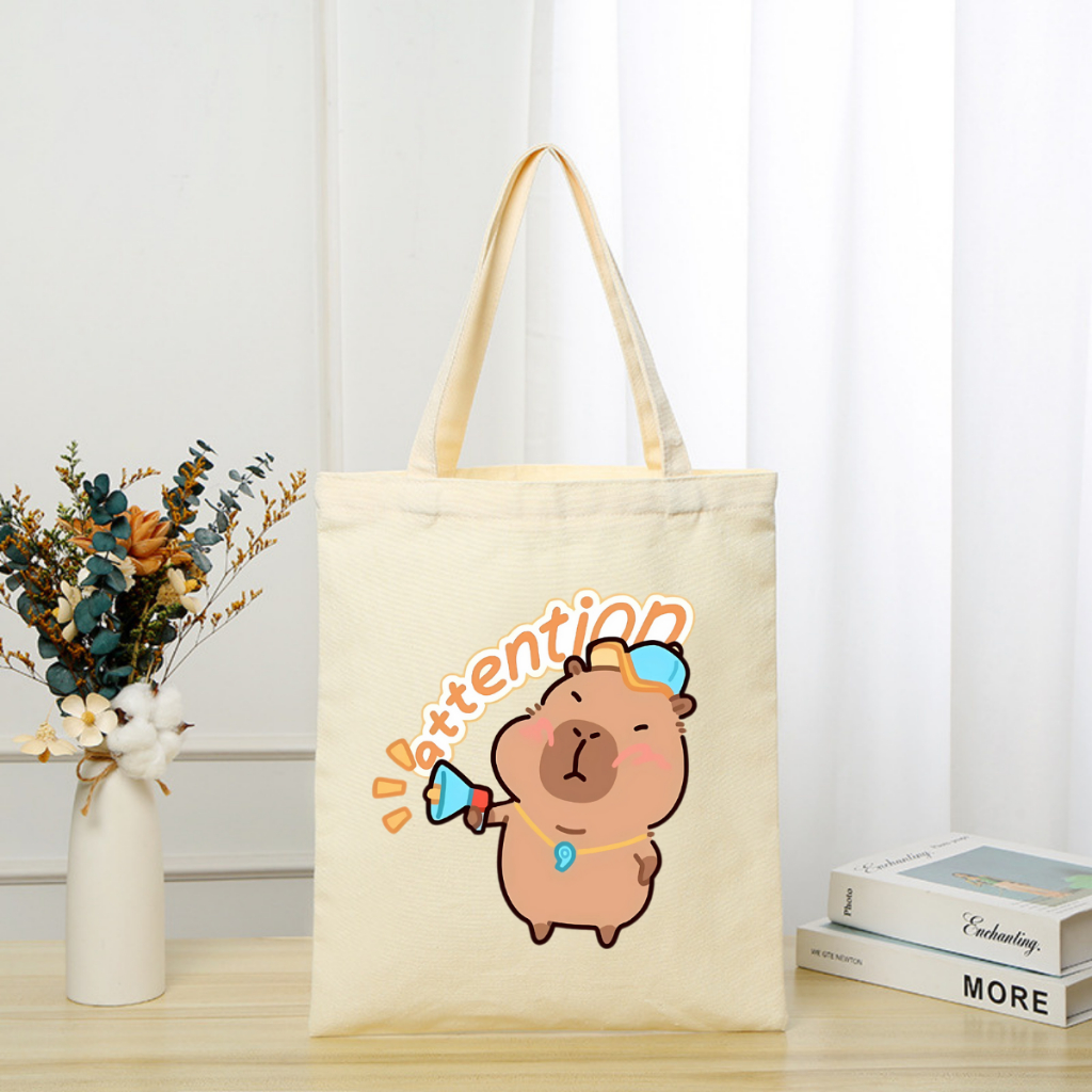 Túi tote vải canvas hình Gấu, Capybara có khoá kéo và ngăn phụ, đi học đi chơi - 𝐖𝐞 𝐓𝐞𝐞 TOTE02_thumbnail_15