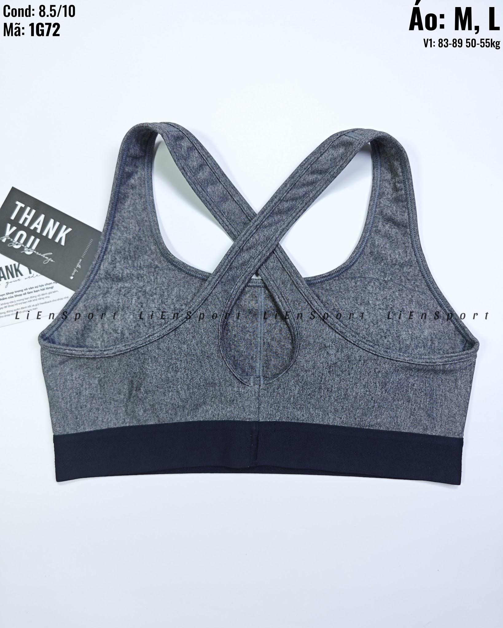 Under Armour Áo bra thể thao croptop Nữ Size M Xám lông chuột Auth 2nd Lưng chữ X nâng đỡ Vải thun co giãn thấm hút mồ hôi Phù hợp tập gym yoga chạy bộ Mã:1G72