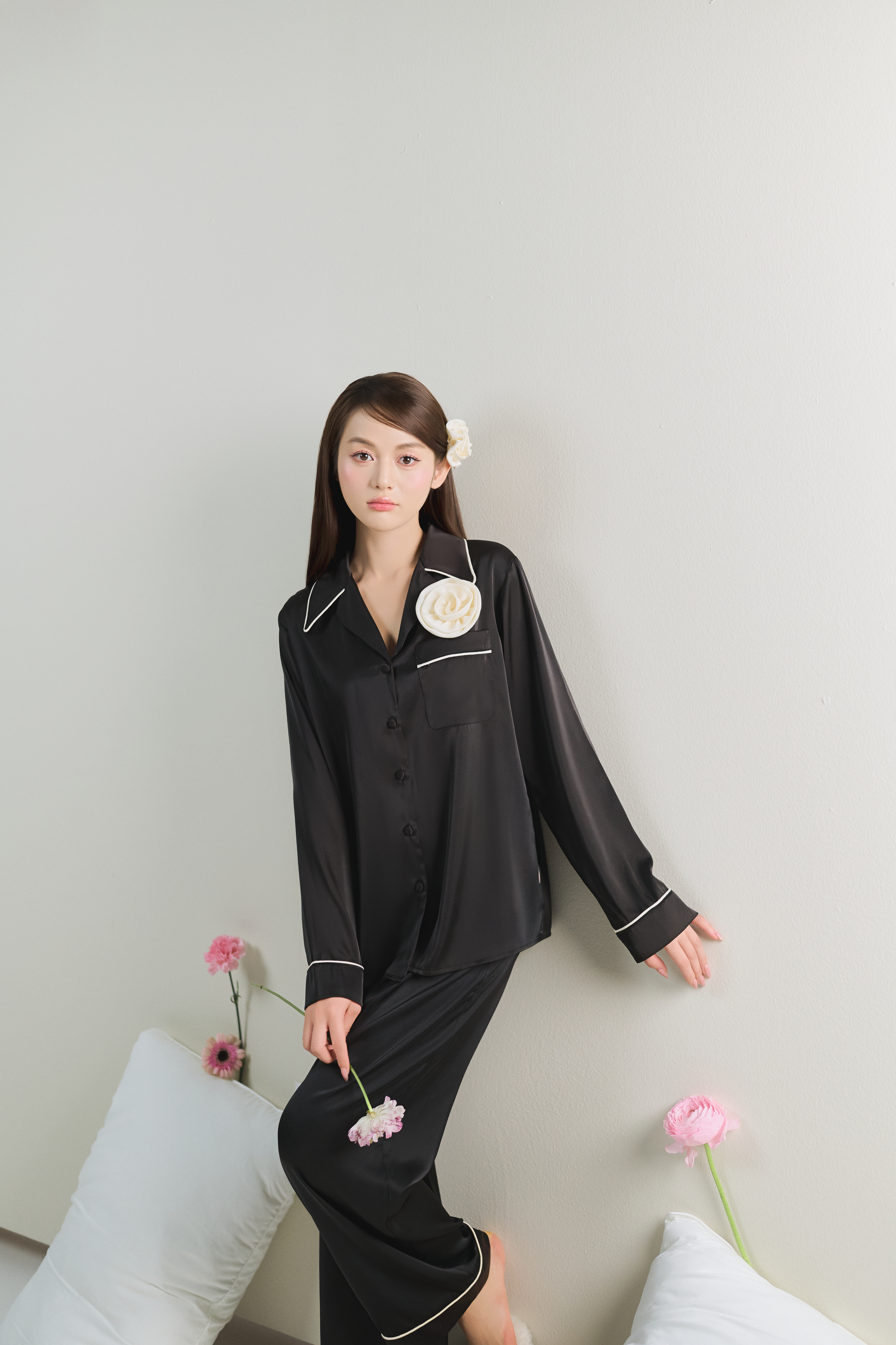 Bộ lụa áo dài tay, quần dài BN608_thumbnail_15