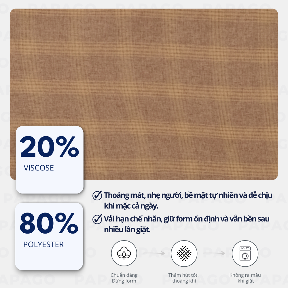 Áo sơ mi nam trung niên PAPAGO tay ngắn lai ngang sọc caro vải xô đũi - P23SNCR002_thumbnail_2