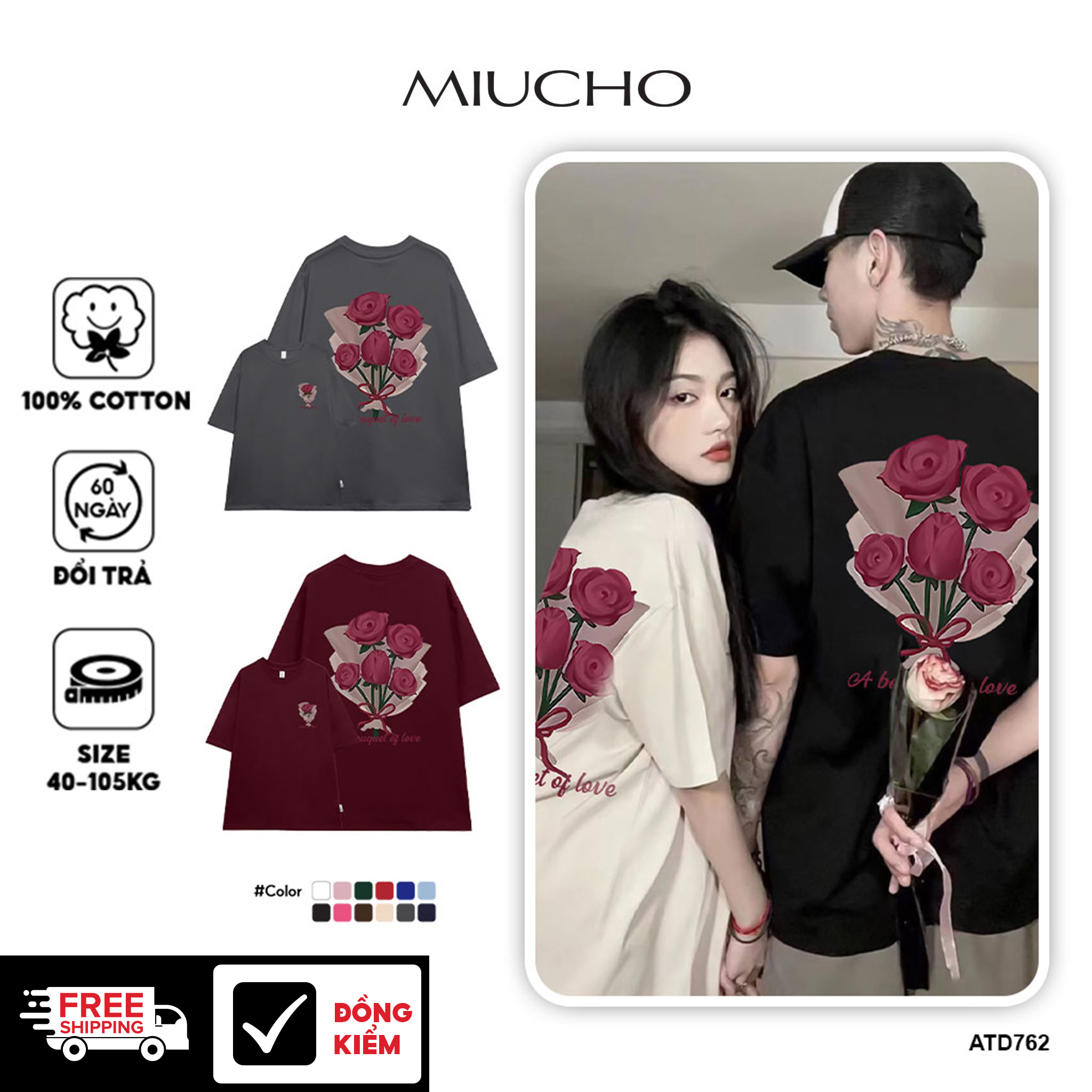 Áo thun couple cặp đôi đẹp local brand form rộng ATD762 Miucho cotton cổ tròn in mix_thumbnail_6